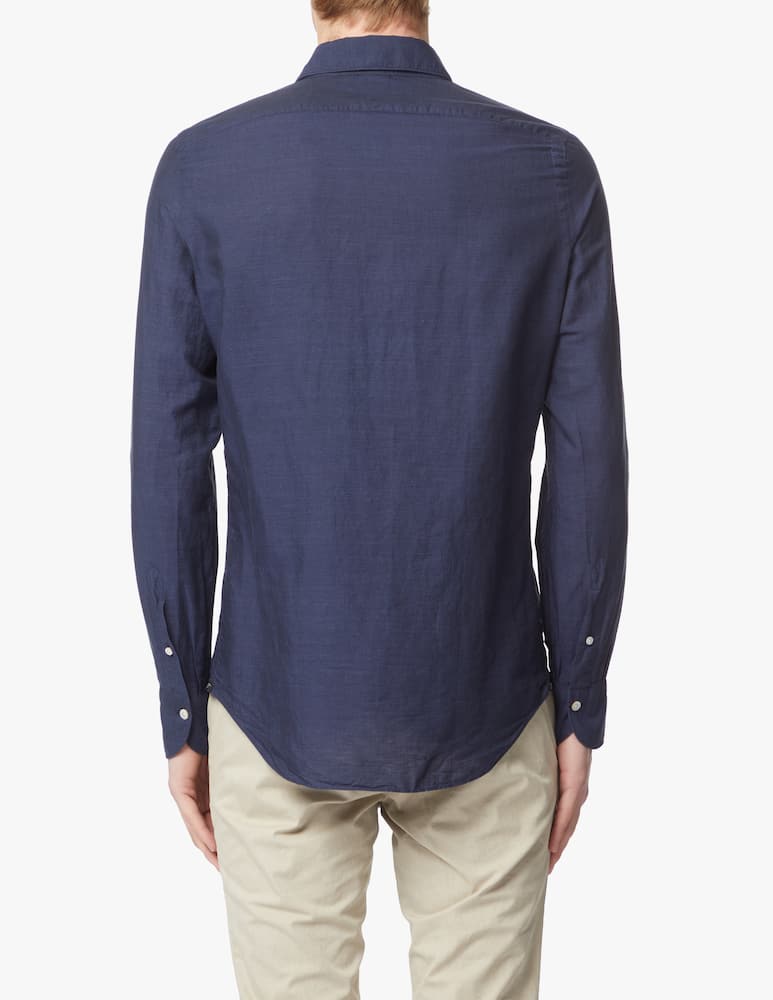 rinascente Finamore Camicia in cotone e lino - blu