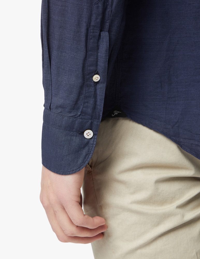 rinascente Finamore Camicia in cotone e lino - blu