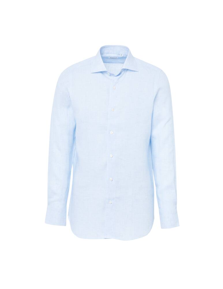 rinascente Finamore Camicia in lino piede de poule - azzurro