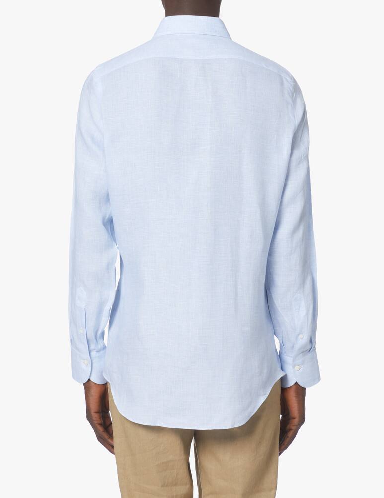 rinascente Finamore Camicia in lino piede de poule - azzurro