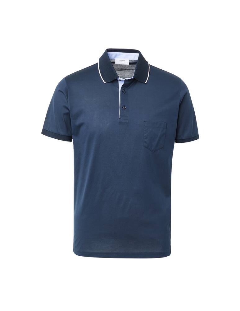 rinascente Pure Cashmere Polo in filo di scozia con taschino - blu