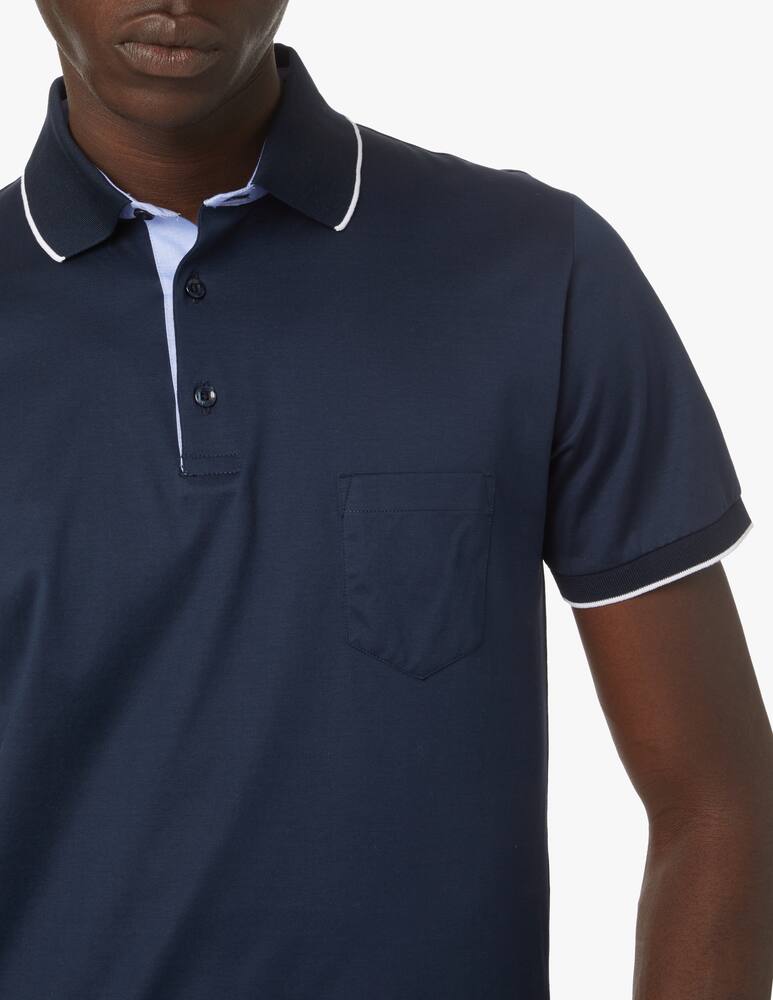 rinascente Pure Cashmere Polo in filo di scozia con taschino - blu