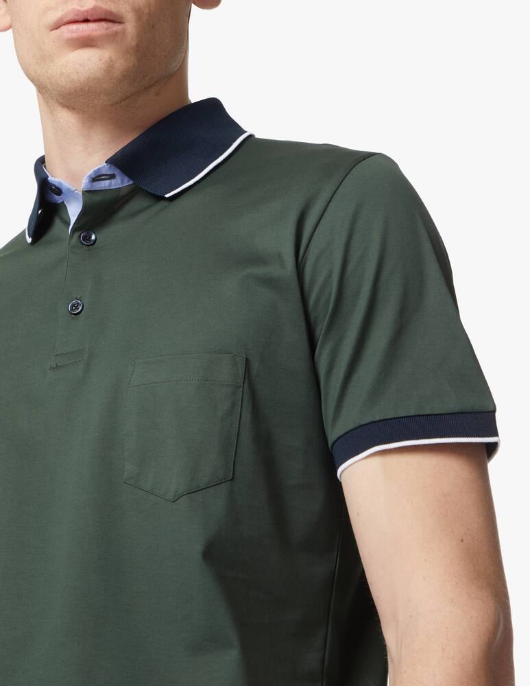 rinascente Pure Cashmere Polo in filo di scozia con taschino - verde