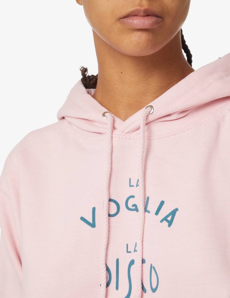 rinascente Linea Daria Felpa con cappuccio 'La Voglia La Disco Le Pare' - Rosa