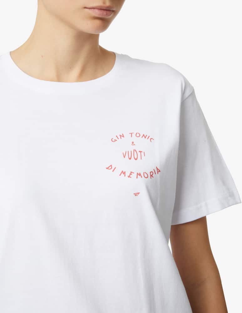 rinascente Linea Daria T-shirt 'Gin Tonic & Vuoti di memoria' - Bianco