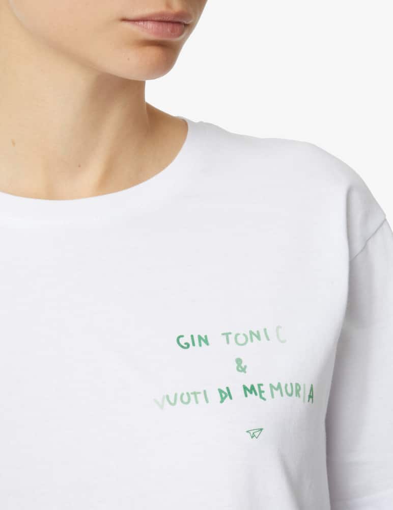 Shop Linea Daria Tshirt 'Gin Tonic & Vuoti di memoria' White on