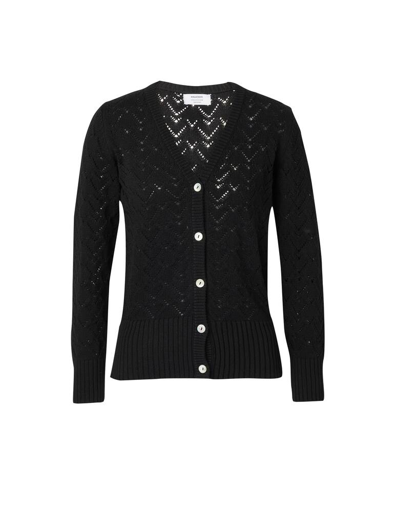 rinascente Rinascente Collection Cardigan corto con scollo a v in misto cotone - nero