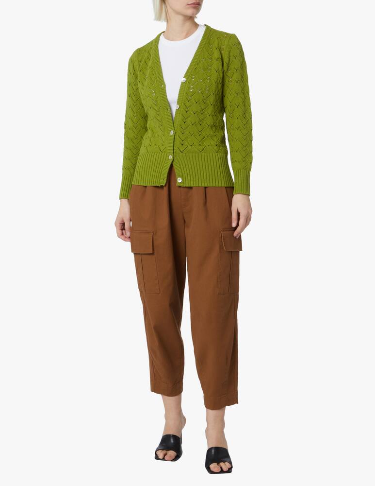 Rinascente Collection Cotton blend v neck cardigan - green - picture 2