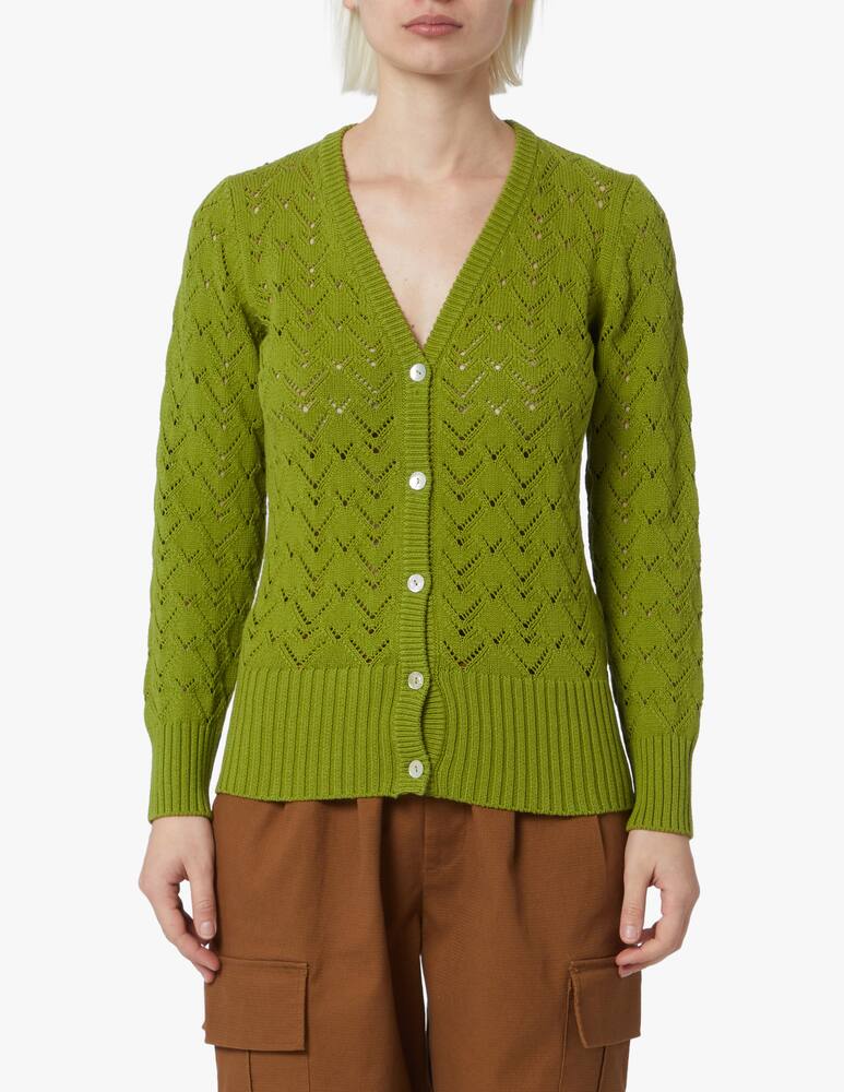 Rinascente Collection Cotton blend v neck cardigan - green - picture 1