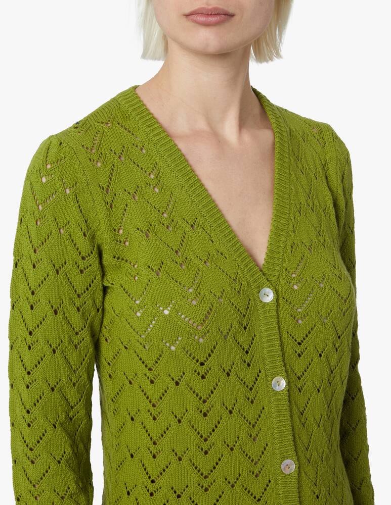 Rinascente Collection Cotton blend v neck cardigan - green - picture 4