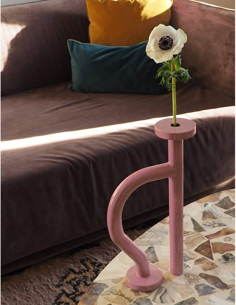 rinascente TU BI Curvy Handle Tubular Vase - Pink