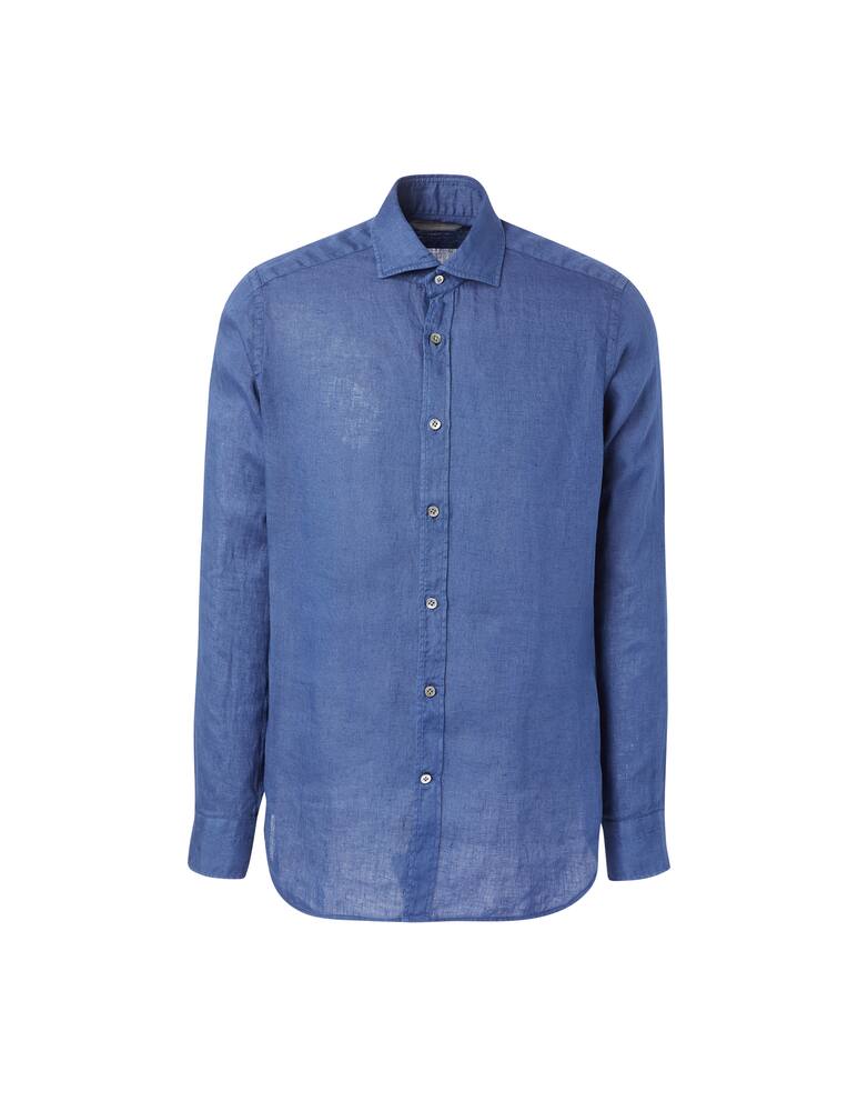 rinascente Guglielminotti Linen regular fit long sleeve shirt - blue