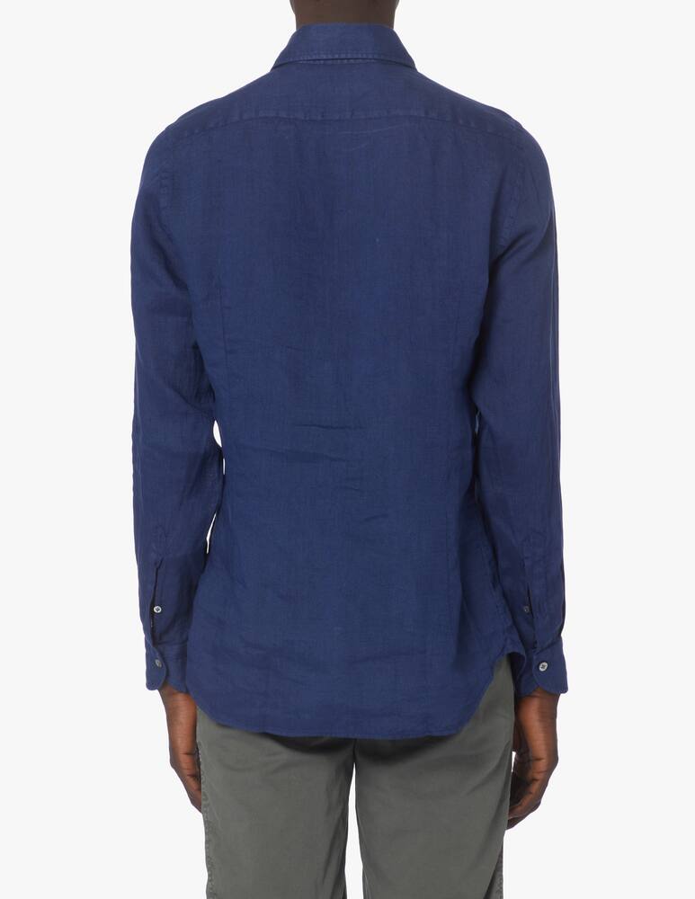 rinascente Guglielminotti Linen regular fit long sleeve shirt - blue