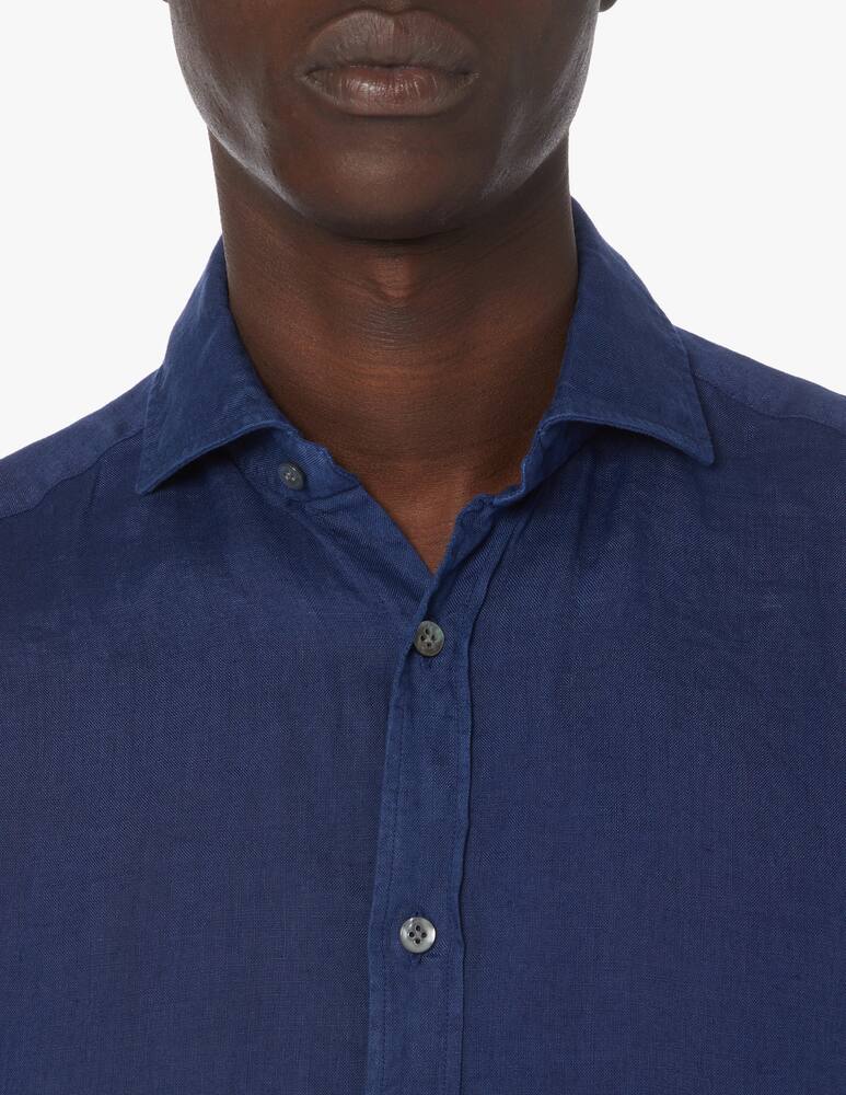 rinascente Guglielminotti Linen regular fit long sleeve shirt - blue