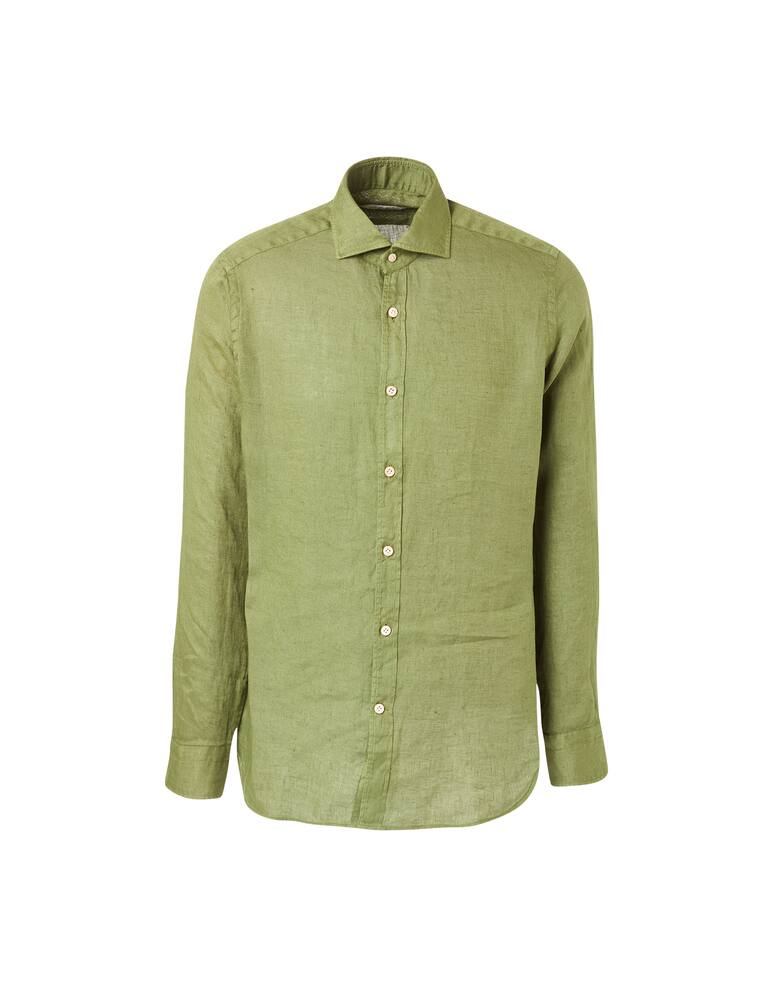rinascente Guglielminotti Linen regular fit long sleeve shirt - olive
