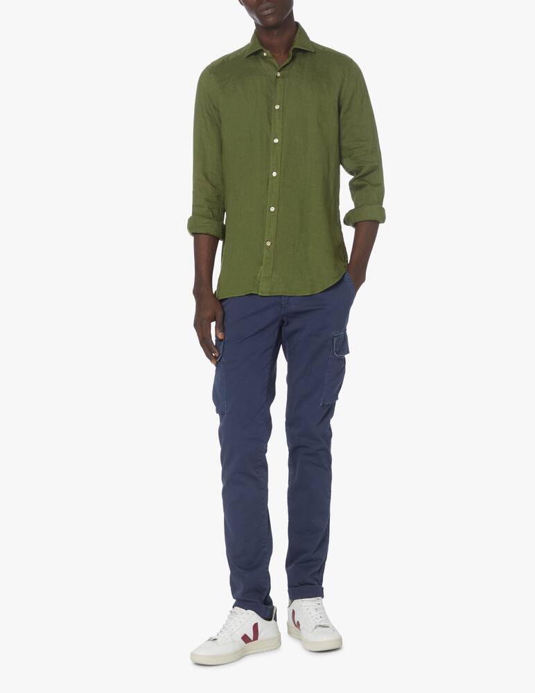 rinascente Guglielminotti Linen regular fit long sleeve shirt - olive