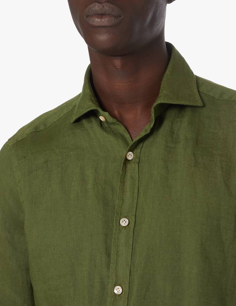 rinascente Guglielminotti Linen regular fit long sleeve shirt - olive