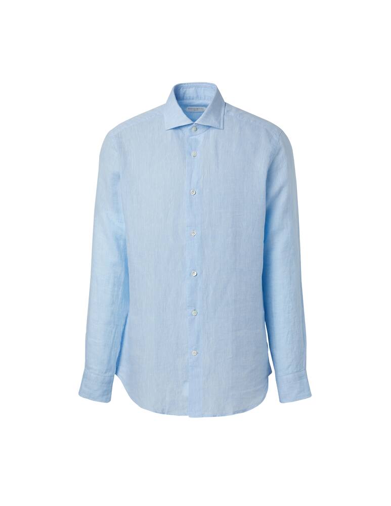 rinascente Guglielminotti Camicia manica lunga regular fit in lino - azzurro