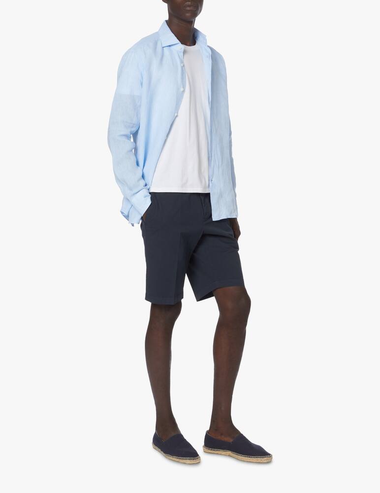 rinascente Guglielminotti Camicia manica lunga regular fit in lino - azzurro