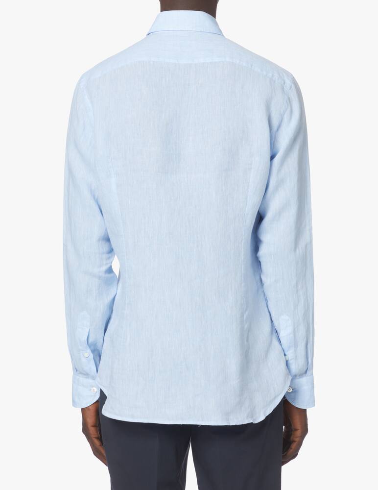 rinascente Guglielminotti Camicia manica lunga regular fit in lino - azzurro