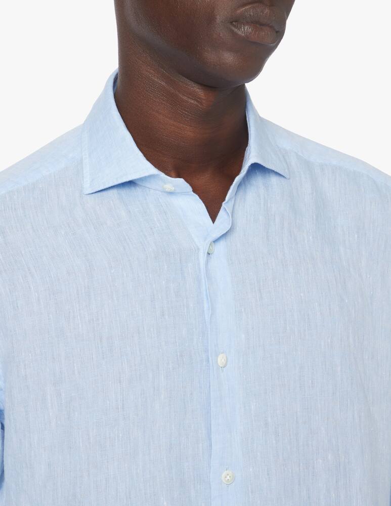 rinascente Guglielminotti Camicia manica lunga regular fit in lino - azzurro