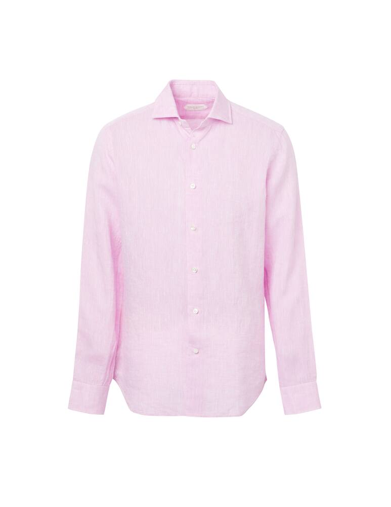 Guglielminotti Linen regular fit long sleeve shirt - pink - picture 5 Guglielminotti Linen regular fit long sleeve shirt - pink - picture 5