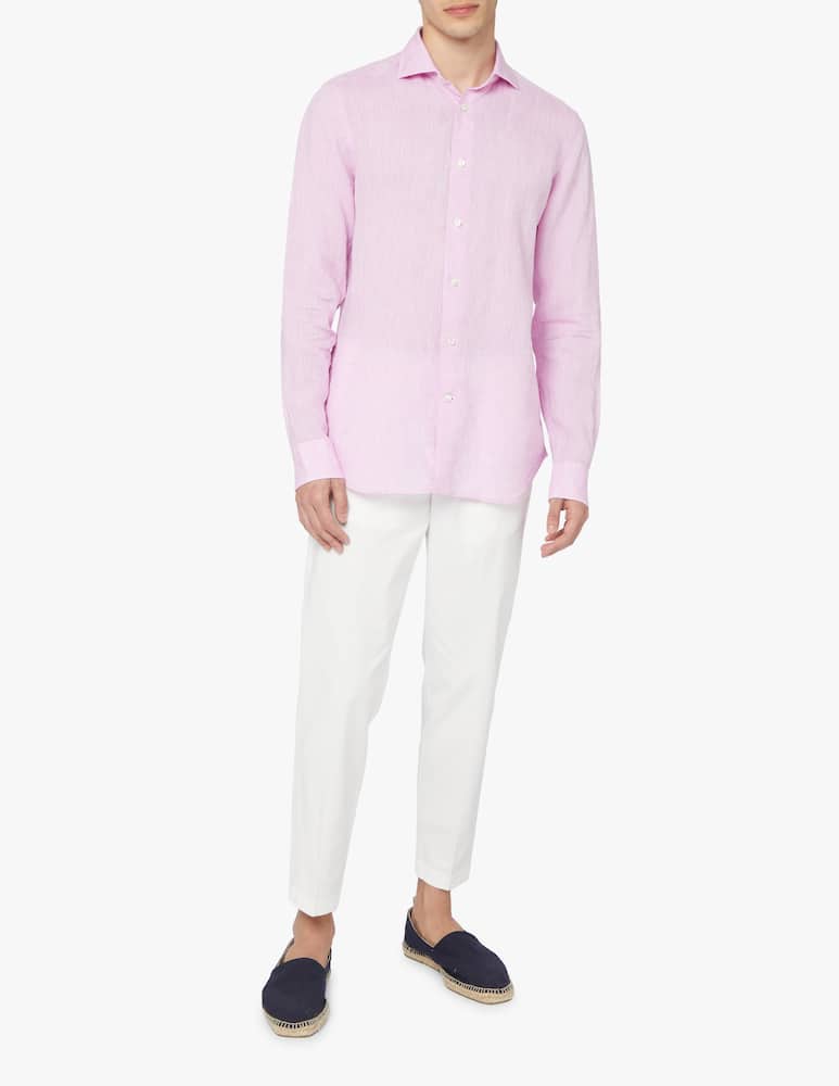 rinascente Guglielminotti Camicia manica lunga regular fit in lino - rosa