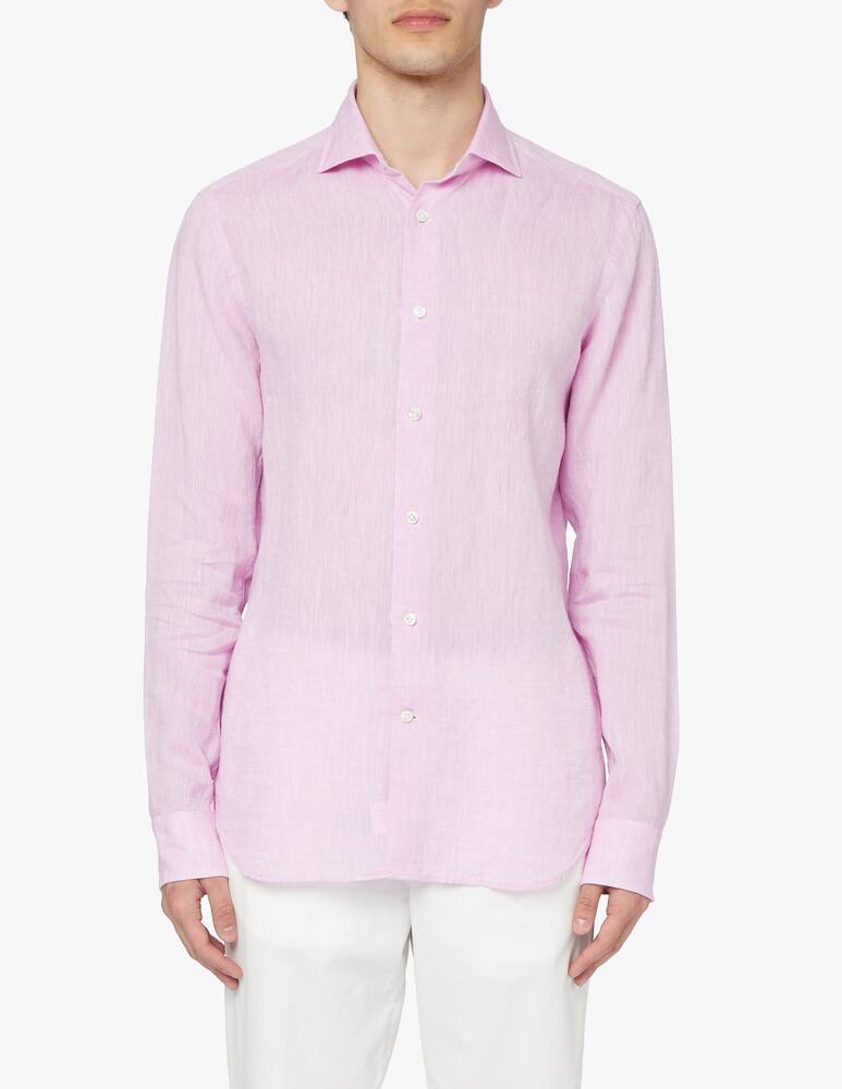 Guglielminotti Linen regular fit long sleeve shirt - pink - picture 1 Guglielminotti Linen regular fit long sleeve shirt - pink - picture 1