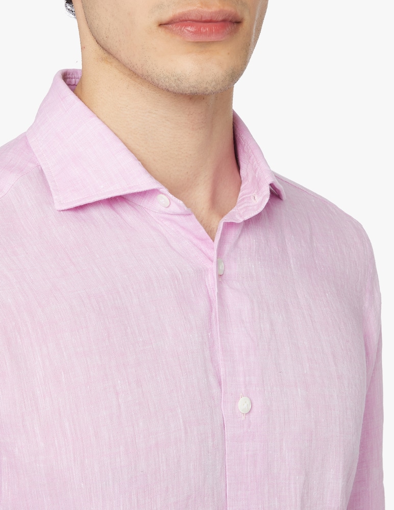 rinascente Guglielminotti Camicia manica lunga regular fit in lino - rosa