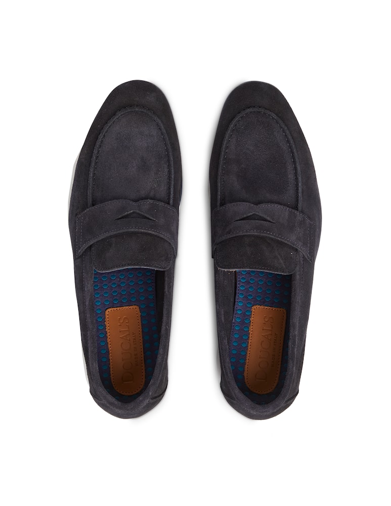 rinascente Doucal's Suede penny loafer - blue