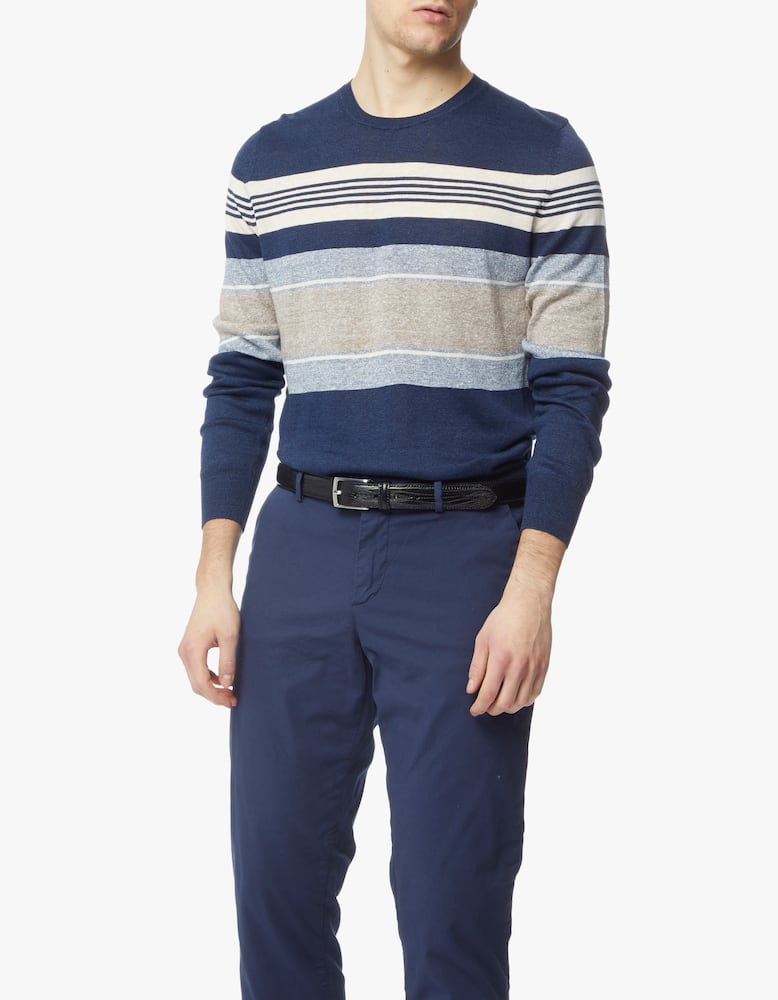 rinascente Gran Sasso Roundneck striped linen t-shirt