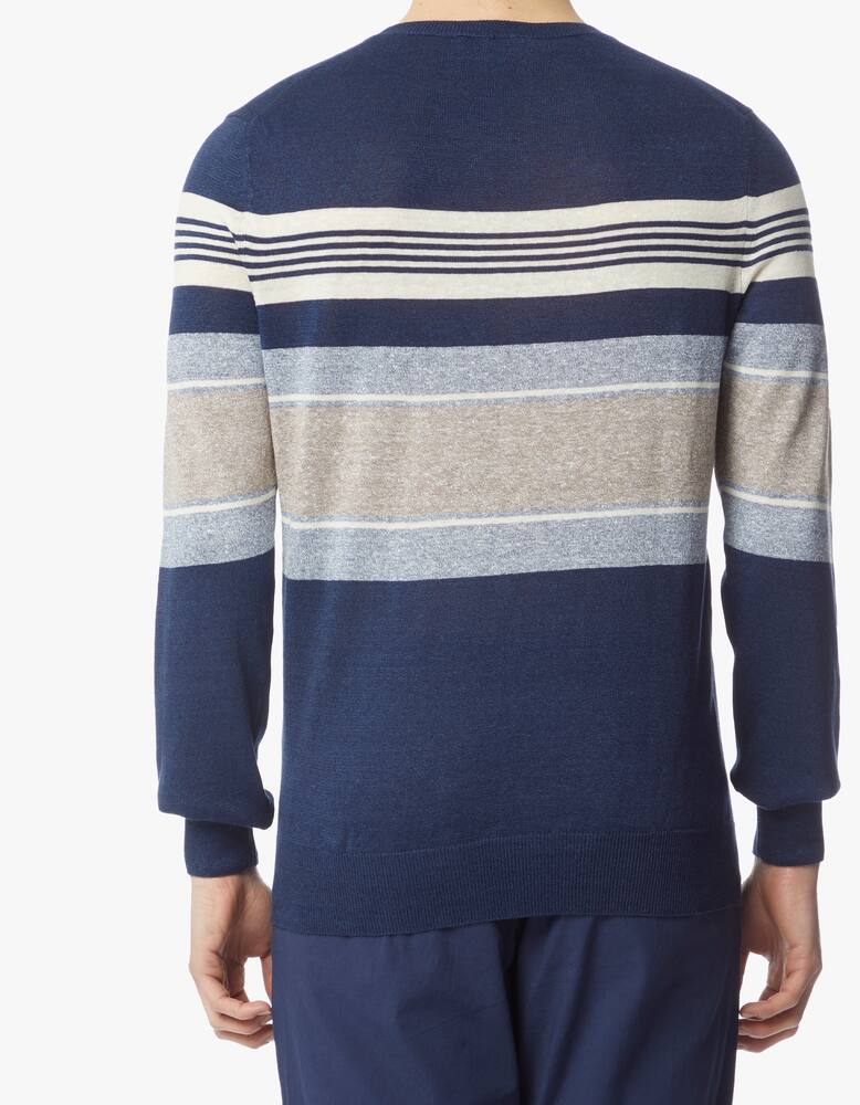 rinascente Gran Sasso Roundneck striped linen t-shirt