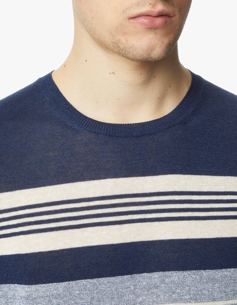 rinascente Gran Sasso Roundneck striped linen t-shirt