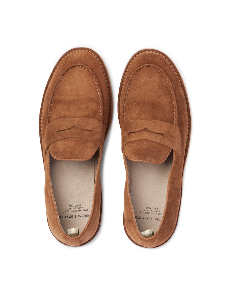 rinascente Officine Creative Mocassino penny in suede - marrone