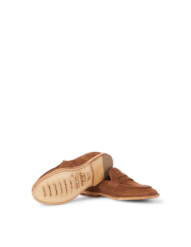 rinascente Officine Creative Mocassino penny in suede - marrone