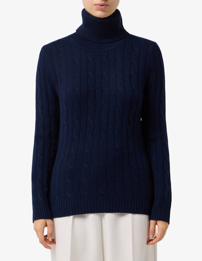 Pure Cashmere Turtle neck cable jumper - picture 1