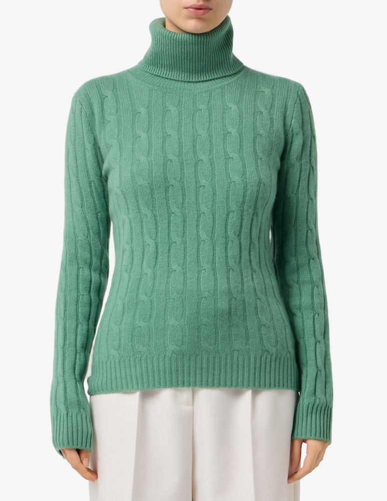 Pure Cashmere Maglia collo alto treccia - immagine 1