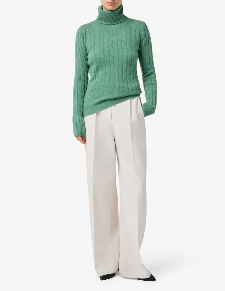 Pure Cashmere Maglia collo alto treccia - immagine 2