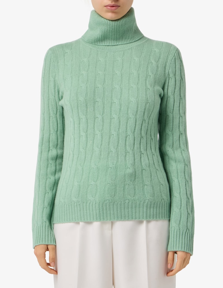 Pure Cashmere Turtle neck cable jumper - picture 1 Pure Cashmere Turtle neck cable jumper - picture 1