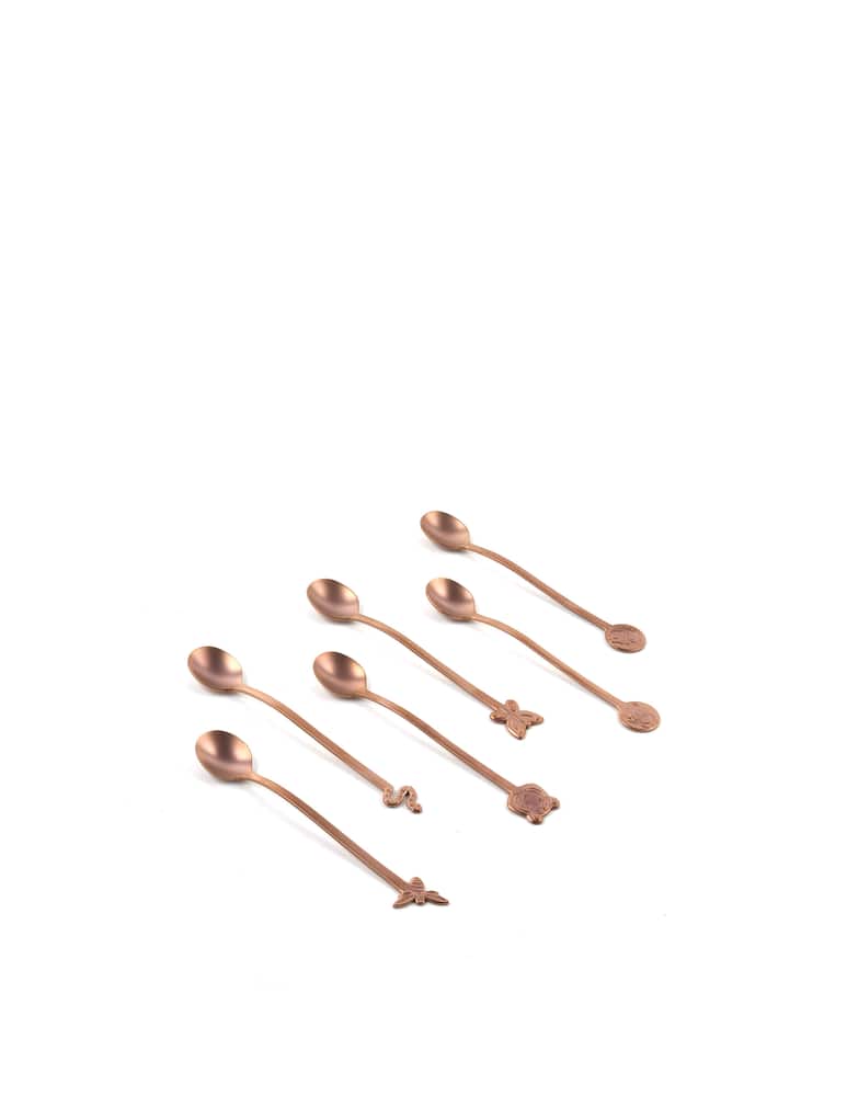 rinascente Sambonet Set 6 Party Spoons Fashion Living Antique - Copper