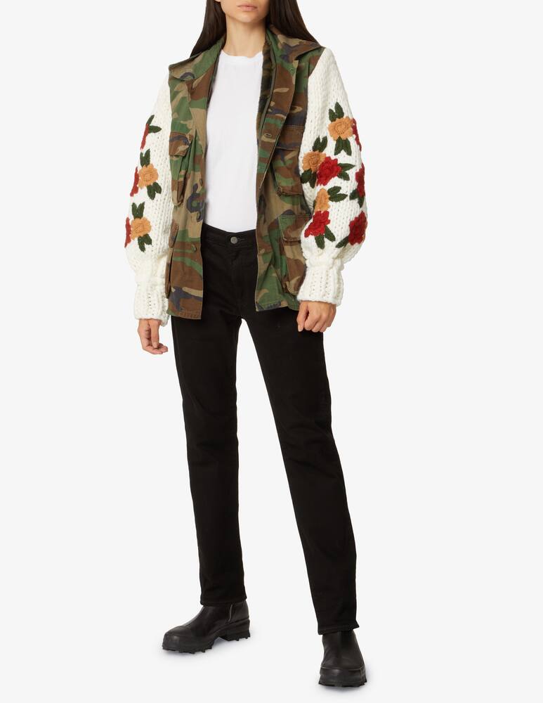 rinascente Tu lizé Cotton blend overshirt jacket with wool sleeves - Green