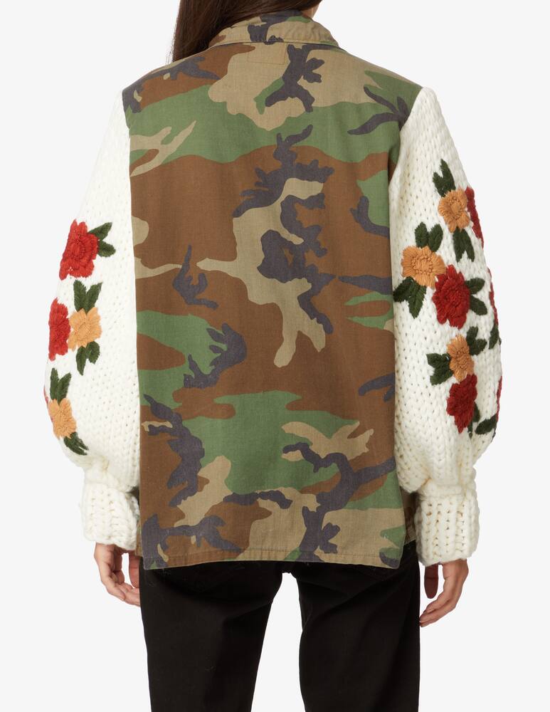 rinascente Tu lizé Cotton blend overshirt jacket with wool sleeves - Green