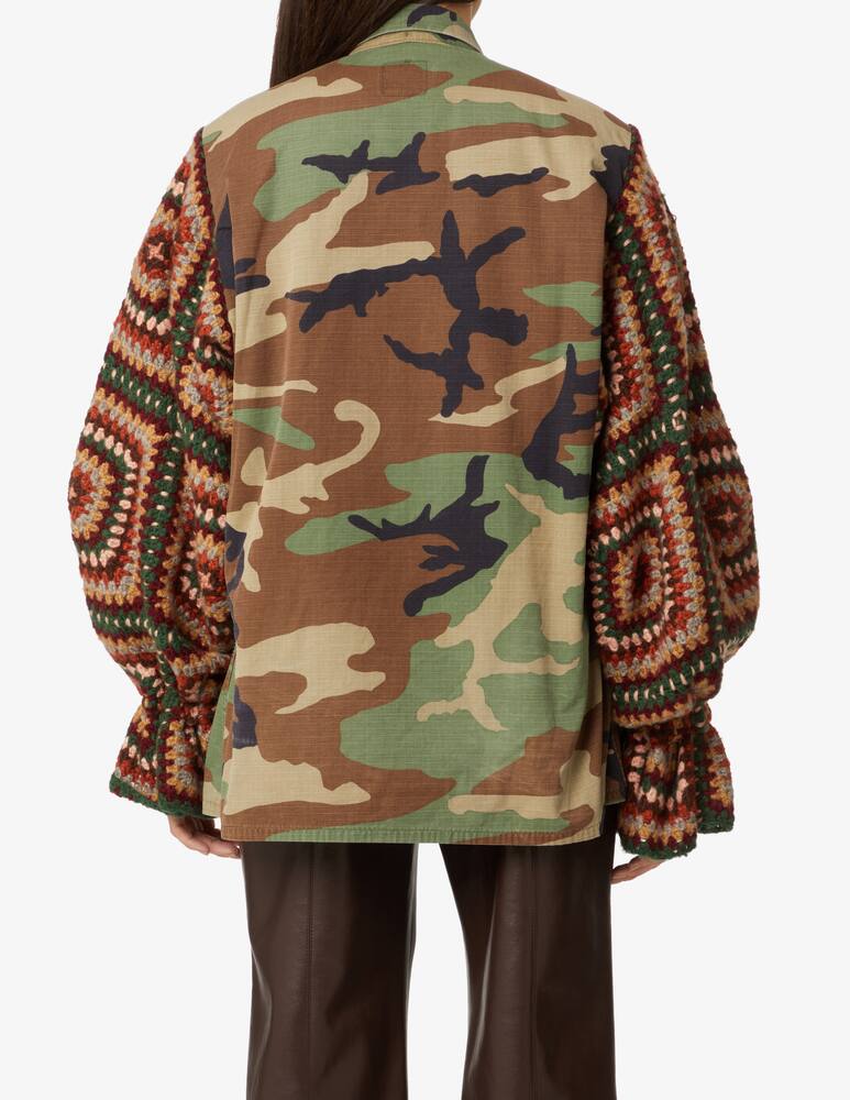 rinascente Tu lizé Cotton blend overshirt jacket with knitted sleeves - Green