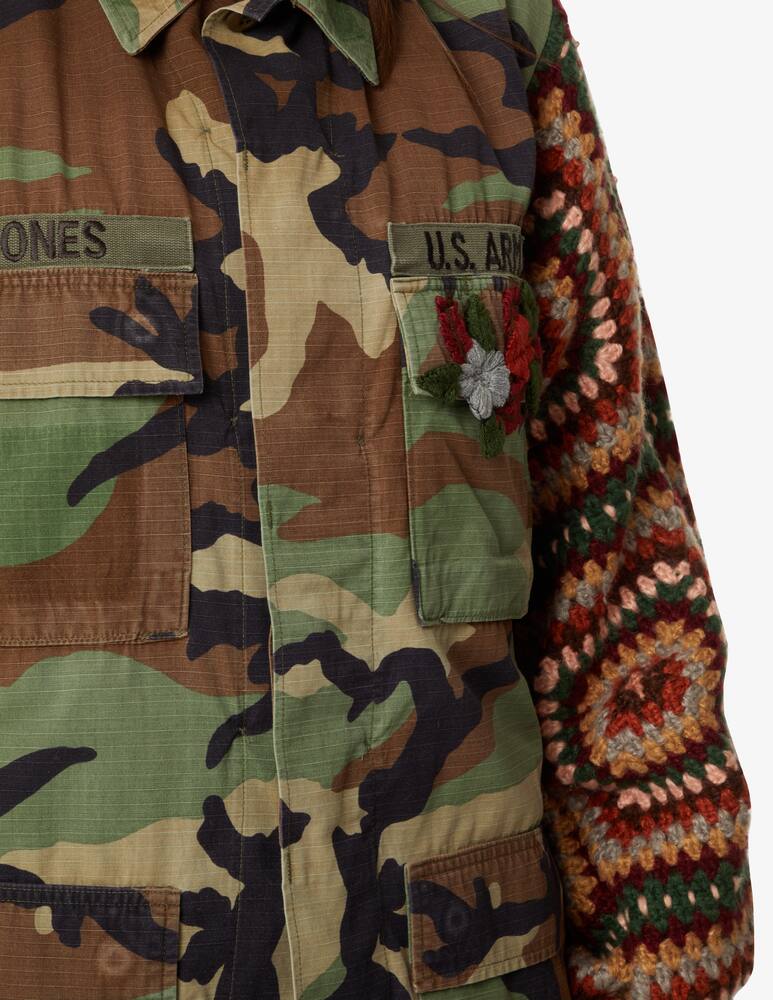 rinascente Tu lizé Cotton blend overshirt jacket with knitted sleeves - Green