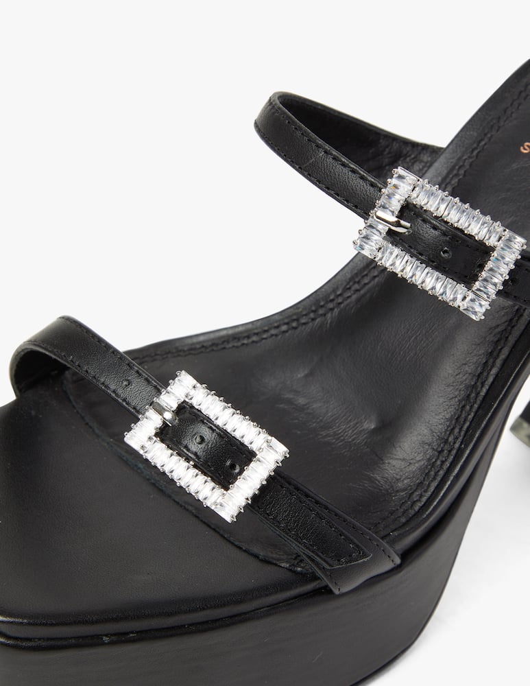 rinascente Black Suede Studio Amarie platform heeled sandals