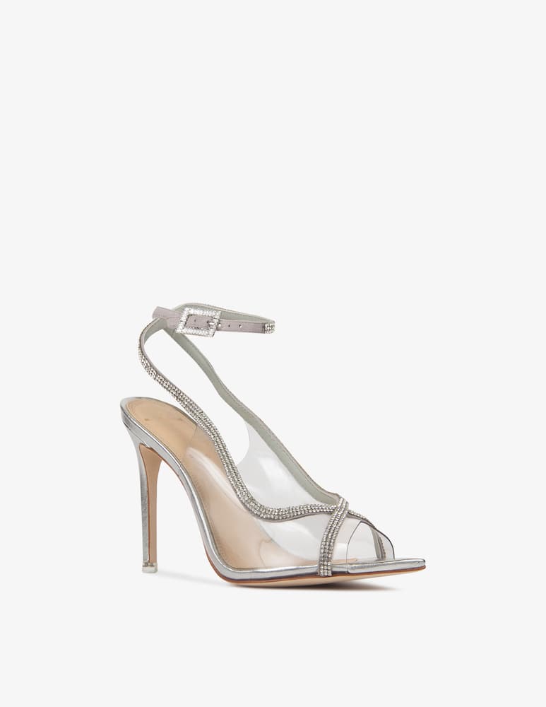 rinascente Black Suede Studio Atena pvc heeled sandals