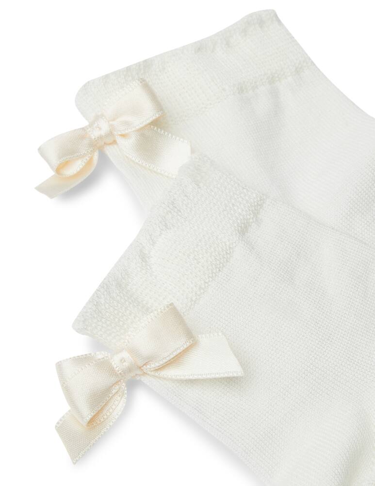 rinascente Story Loris Calza corta con fiocco posteriore ricamato a mano - bianco
