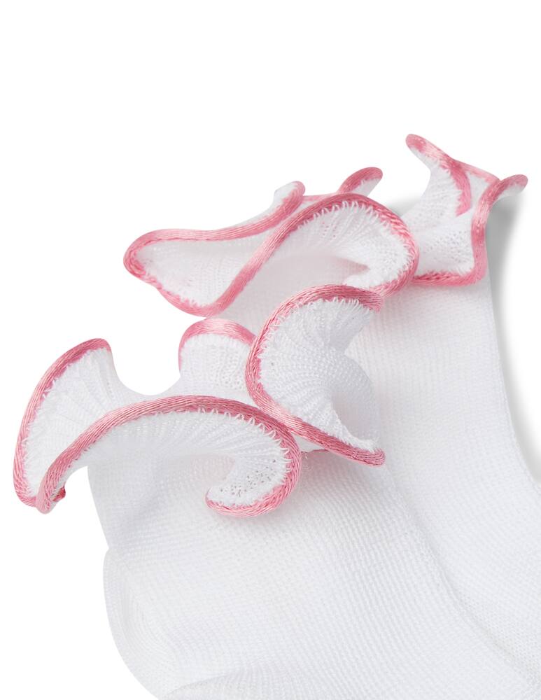 rinascente Story Loris Short sock with hand-embroidered satin trim - white