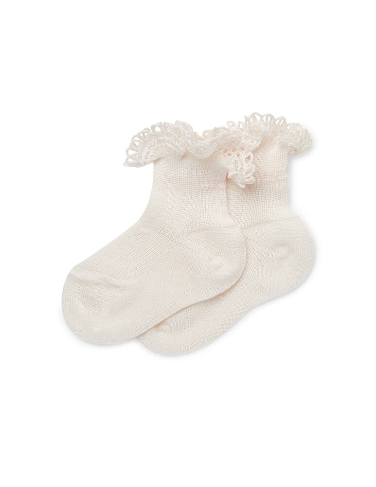Story Loris Short sock with hand-embroidered lace - pink - picture 1 Story Loris Short sock with hand-embroidered lace - pink - picture 1