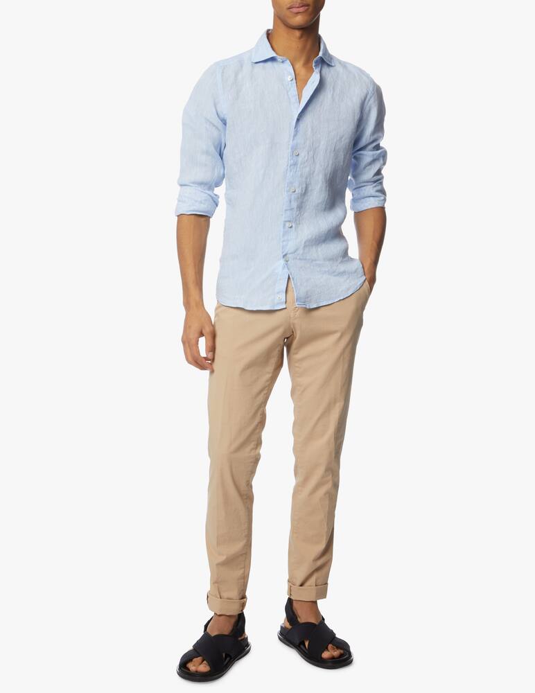 rinascente Altemflower Camicia in lino azzurro contrasto floreale